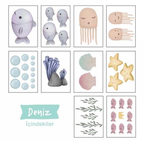 ‘Deniz’ Duvar Sticker Seti resmi