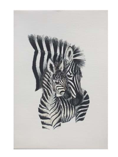 Suluboya Görünümlü Kanvas Baskı Tablo ‘Zebra’ resmi