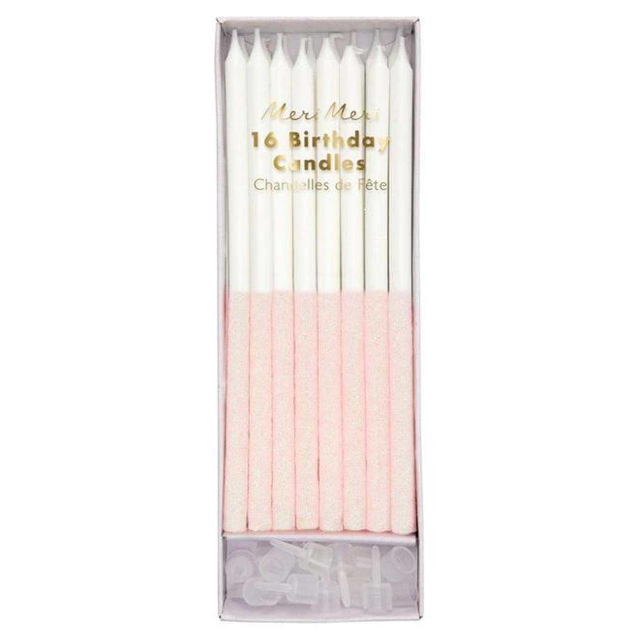 Toz Pembe Simli Mumlar (16'lı) resmi
