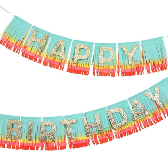 Happy Birthday Gökkuşağı Püsküllü Asılan Süs resmi